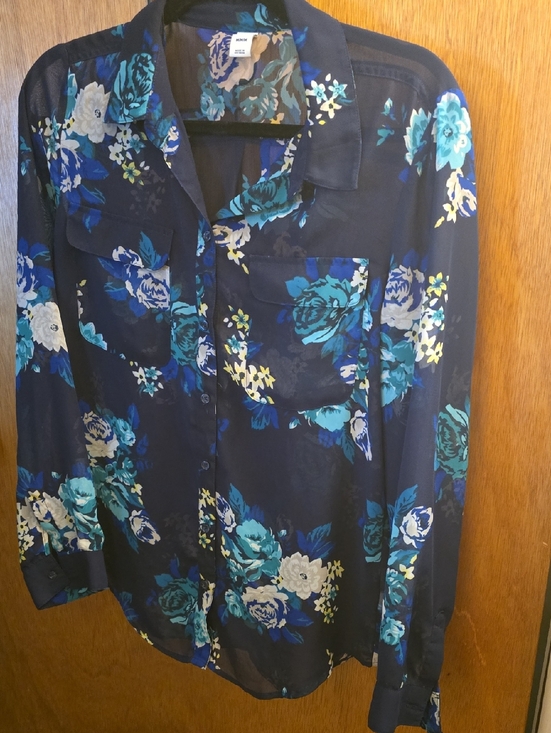 Old Navy Tops - Old Navy Sheer Floral Button Down Blouse